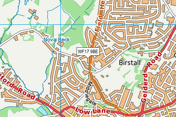 WF17 9BE map - OS VectorMap District (Ordnance Survey)