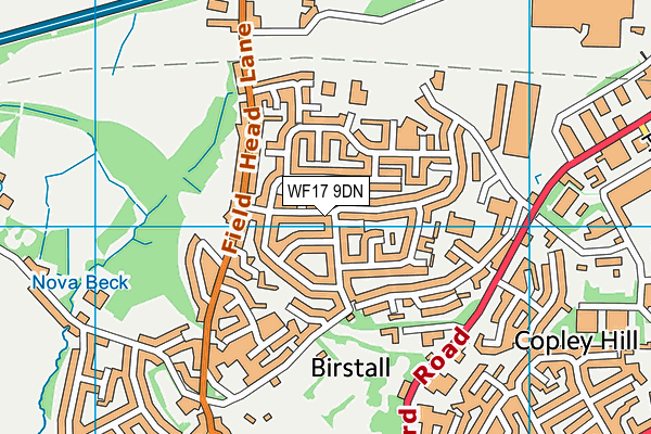 WF17 9DN map - OS VectorMap District (Ordnance Survey)