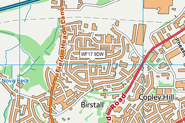 WF17 9DW map - OS VectorMap District (Ordnance Survey)