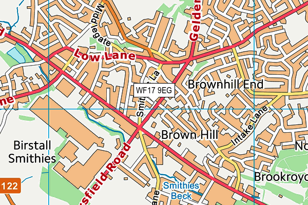 WF17 9EG map - OS VectorMap District (Ordnance Survey)