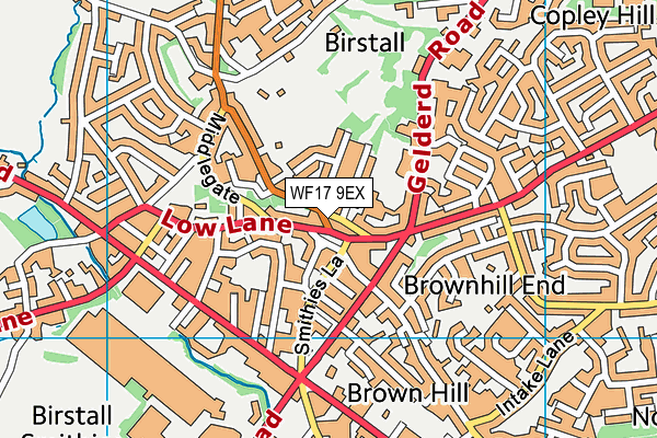 WF17 9EX map - OS VectorMap District (Ordnance Survey)