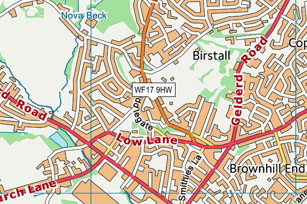 WF17 9HW map - OS VectorMap District (Ordnance Survey)