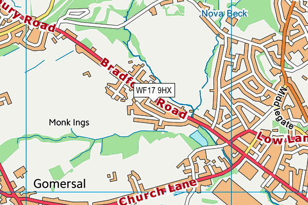 WF17 9HX map - OS VectorMap District (Ordnance Survey)