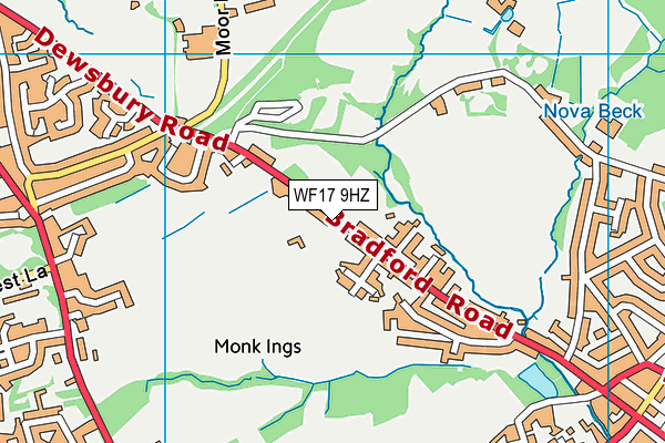 WF17 9HZ map - OS VectorMap District (Ordnance Survey)