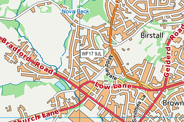 WF17 9JL map - OS VectorMap District (Ordnance Survey)