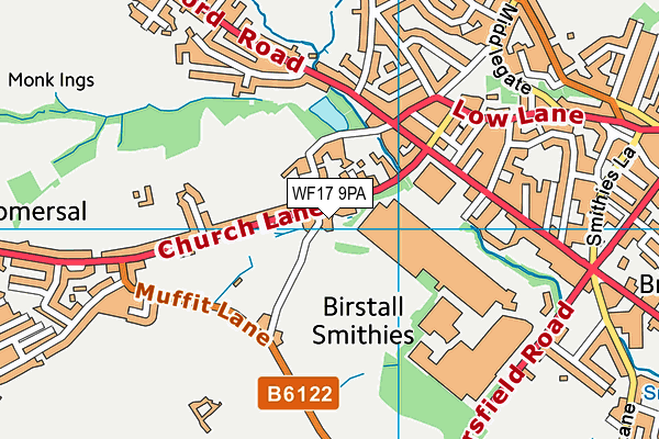 WF17 9PA map - OS VectorMap District (Ordnance Survey)