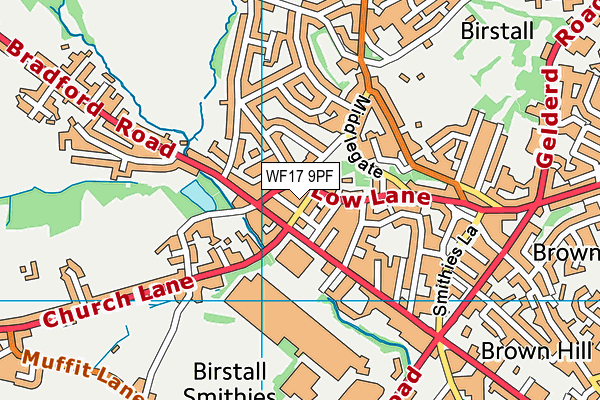 WF17 9PF map - OS VectorMap District (Ordnance Survey)