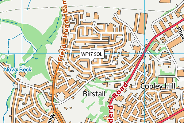 WF17 9QL map - OS VectorMap District (Ordnance Survey)