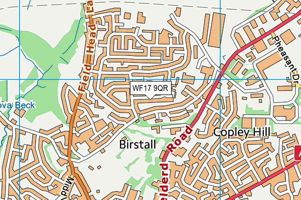 WF17 9QR map - OS VectorMap District (Ordnance Survey)