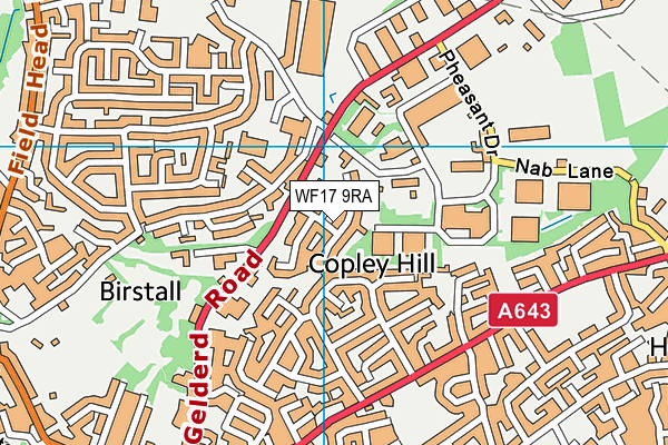 WF17 9RA map - OS VectorMap District (Ordnance Survey)