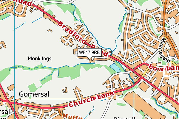 WF17 9RB map - OS VectorMap District (Ordnance Survey)