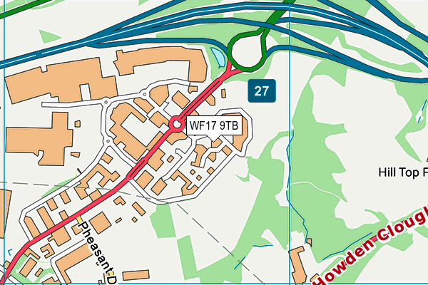 WF17 9TB map - OS VectorMap District (Ordnance Survey)