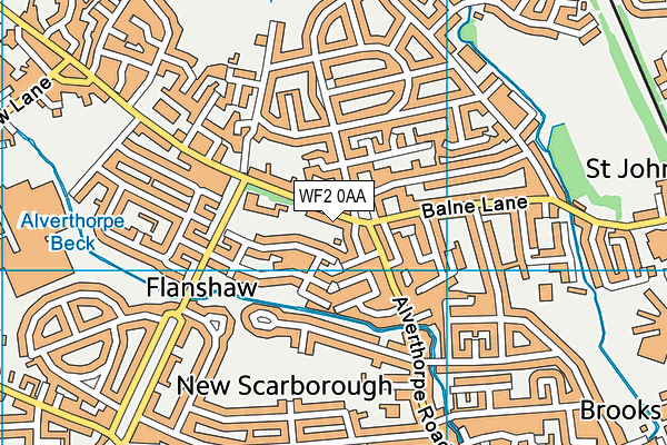 WF2 0AA map - OS VectorMap District (Ordnance Survey)