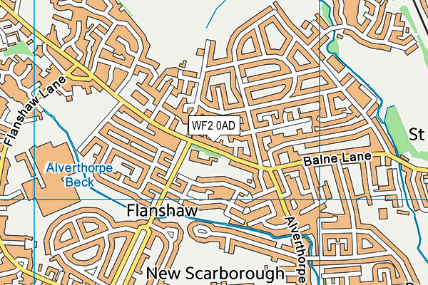 WF2 0AD map - OS VectorMap District (Ordnance Survey)