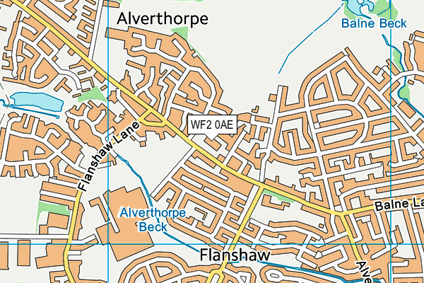 WF2 0AE map - OS VectorMap District (Ordnance Survey)