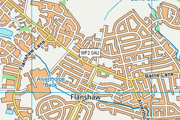 WF2 0AU map - OS VectorMap District (Ordnance Survey)