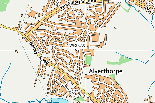 WF2 0AX map - OS VectorMap District (Ordnance Survey)