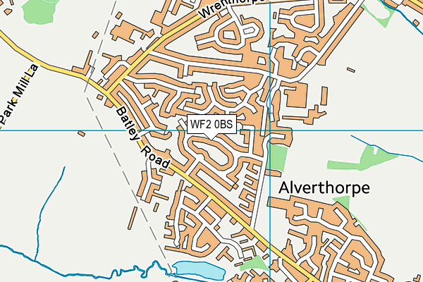 WF2 0BS map - OS VectorMap District (Ordnance Survey)