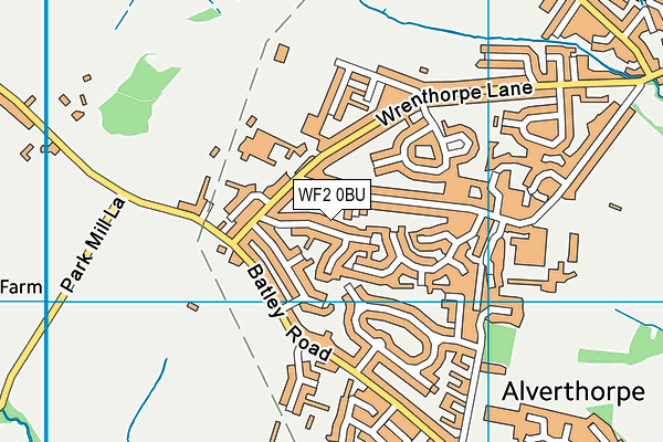 WF2 0BU map - OS VectorMap District (Ordnance Survey)