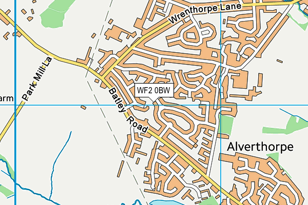 WF2 0BW map - OS VectorMap District (Ordnance Survey)