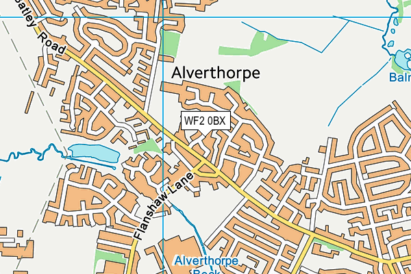 WF2 0BX map - OS VectorMap District (Ordnance Survey)