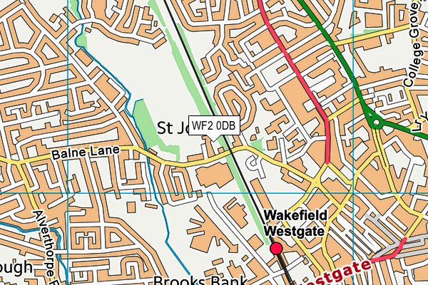WF2 0DB map - OS VectorMap District (Ordnance Survey)