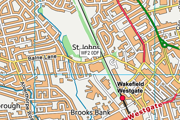 WF2 0DF map - OS VectorMap District (Ordnance Survey)