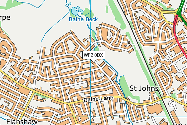 WF2 0DX map - OS VectorMap District (Ordnance Survey)