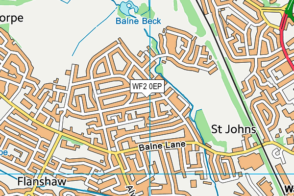 WF2 0EP map - OS VectorMap District (Ordnance Survey)