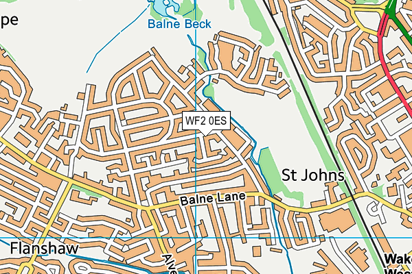 WF2 0ES map - OS VectorMap District (Ordnance Survey)