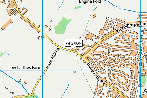 WF2 0GN map - OS VectorMap District (Ordnance Survey)