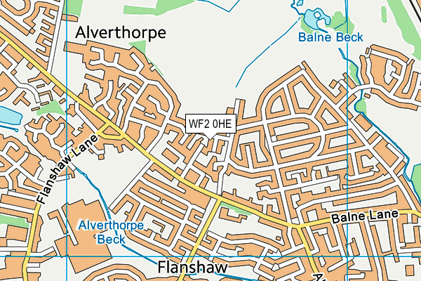 WF2 0HE map - OS VectorMap District (Ordnance Survey)