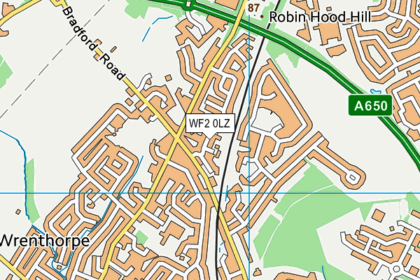 WF2 0LZ map - OS VectorMap District (Ordnance Survey)