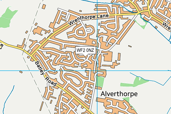 WF2 0NZ map - OS VectorMap District (Ordnance Survey)