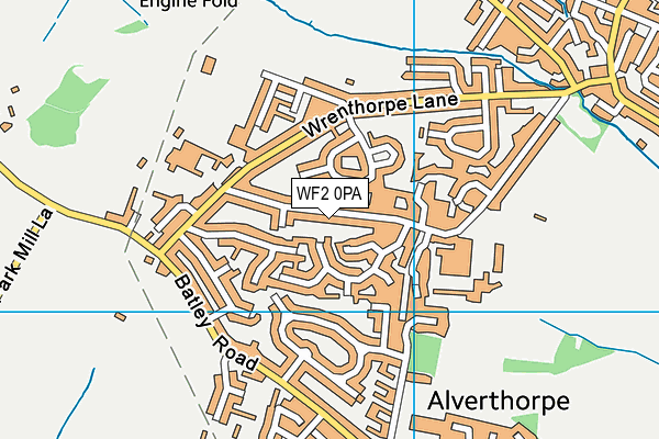 WF2 0PA map - OS VectorMap District (Ordnance Survey)