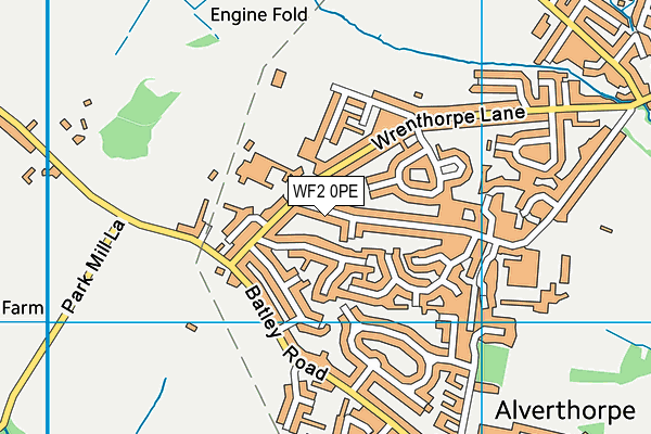 WF2 0PE map - OS VectorMap District (Ordnance Survey)