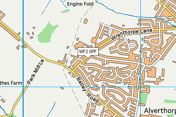 WF2 0PF map - OS VectorMap District (Ordnance Survey)