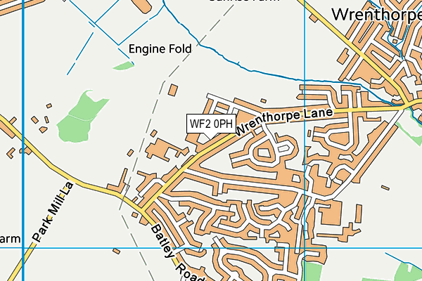 WF2 0PH map - OS VectorMap District (Ordnance Survey)