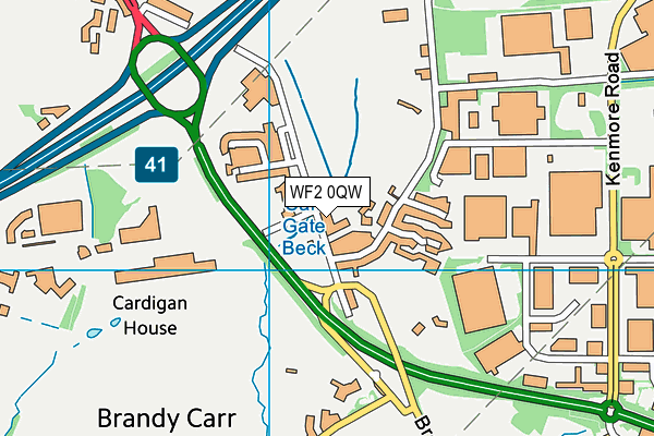 WF2 0QW map - OS VectorMap District (Ordnance Survey)