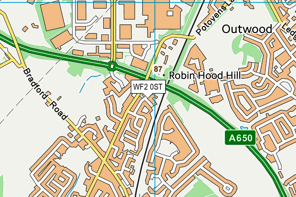 WF2 0ST map - OS VectorMap District (Ordnance Survey)