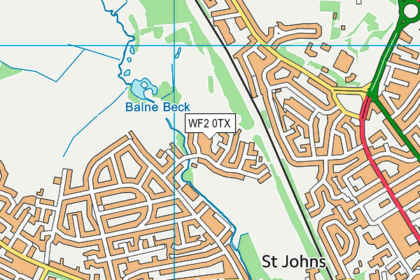 WF2 0TX map - OS VectorMap District (Ordnance Survey)