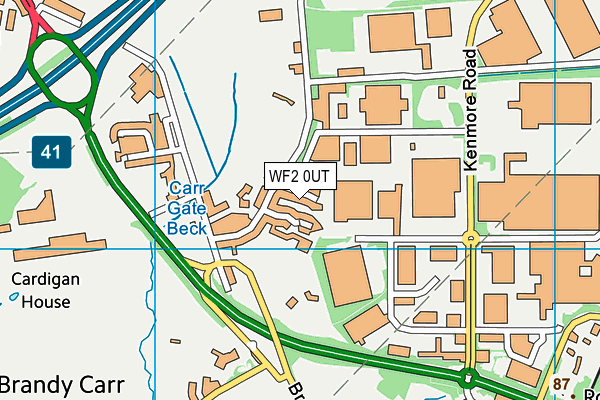 WF2 0UT map - OS VectorMap District (Ordnance Survey)