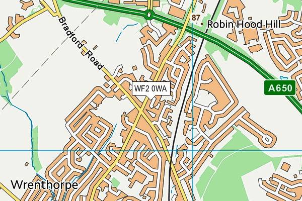 WF2 0WA map - OS VectorMap District (Ordnance Survey)