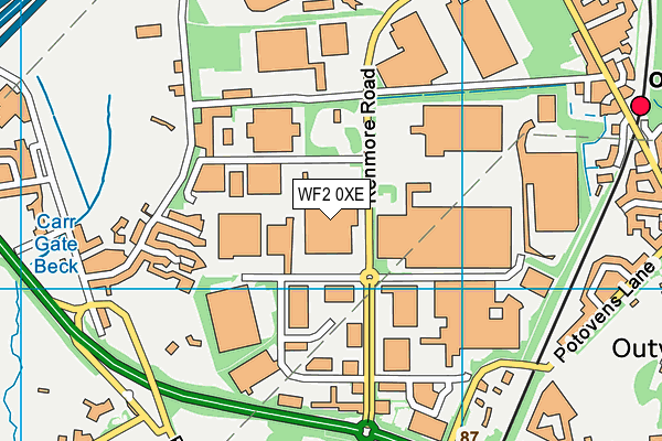 WF2 0XE map - OS VectorMap District (Ordnance Survey)