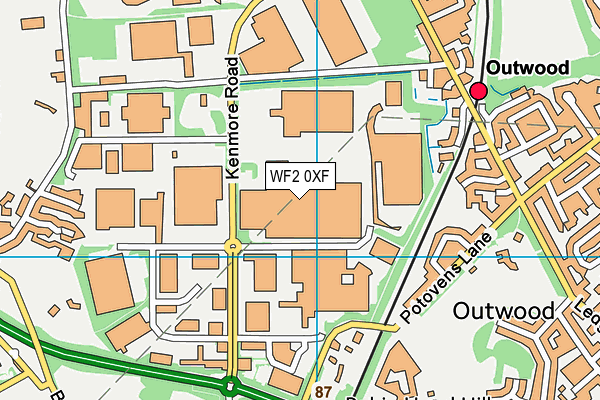 WF2 0XF map - OS VectorMap District (Ordnance Survey)