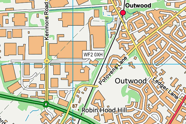 WF2 0XH map - OS VectorMap District (Ordnance Survey)