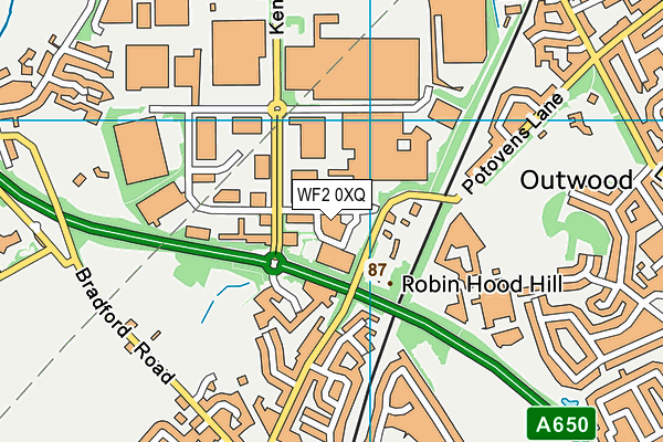 WF2 0XQ map - OS VectorMap District (Ordnance Survey)