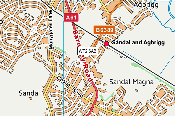 WF2 6AB map - OS VectorMap District (Ordnance Survey)