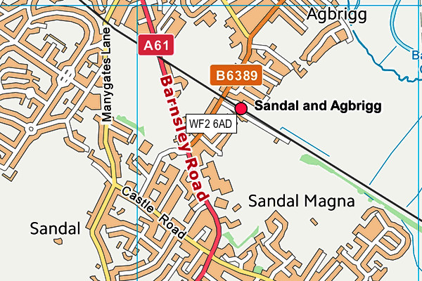 WF2 6AD map - OS VectorMap District (Ordnance Survey)