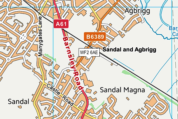 WF2 6AE map - OS VectorMap District (Ordnance Survey)